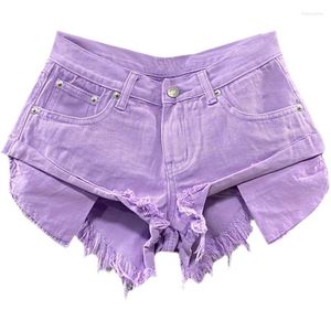 Women's Shorts Low-Waist Denim for Womensexy Pants 2024 Summer Washed High Street Tassel Fringe Wide-Leg A-