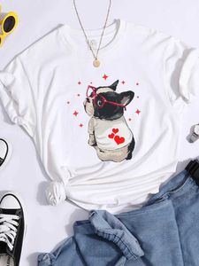 T-shirt da donna American Boston Terrier Funny Cute Dog Donne T-shirt Fashion Fashion T-Shirts Street Hip Hop Tee ShirtsCool Thirts traspirato D240507