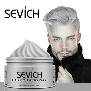 Pomades ceres sevich cor de cabelo temporário cera de cera diy lama descartável mofo creme tinta para estilo prata cinza 120g q240506