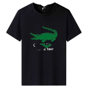 men tshirts fashions Crocodile Summer New Round Neck Short Printed Pure Cotton Casual Half Sleeve T-shirt Trendy Men's Clothing