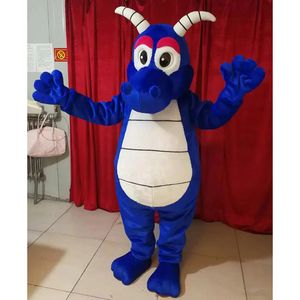 2024 Costura do mascote de dragão azul de alta qualidade Costume de anime Costume de Natal Festa de aniversário de publicidade de Halloween