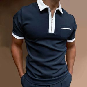 T-shirt Nuove Summer Casual Zipper Pocket Polo Shirt Mens Short Business Shirt Design Fashion Design Top Abbigliamento Polo S-3XL J240506