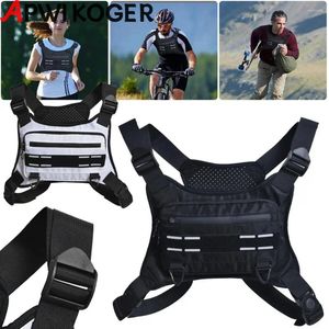 Outdoor Bags Front Running Vest Bag With Reflective Strap Lightweight Chest Pack Water Resistant For Cycling Climbing