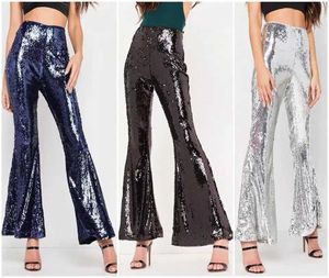 Kvinnor Pants Capris Womens Casual Sequin Flash Tight Flash Pants Hög midja Elastisk ultratunn blyertssprinter Y240504