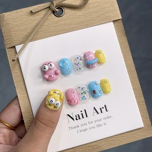 Emmabeauty Handmade Press On Nails Corgi Cartoon Cute Fresh Short Square Fake TipsNoEM24499 240430