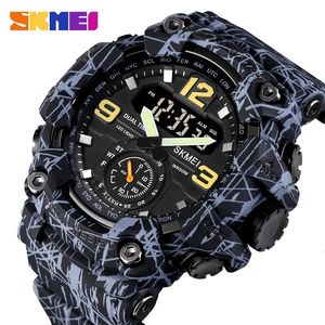 SKMEI Shockproof Digital Men Watch Dual Movement 3 Time Sport Wristwatch Mens Waterproof Electronic Watches montre homme 1637 240428