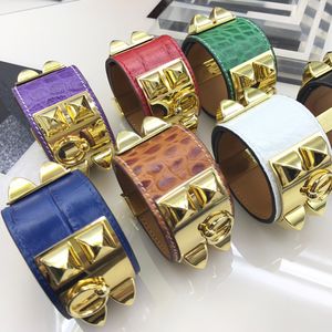 Holiday High Quality Trend Brand Men & Women Rock Hip Hop Style Real leather wide wrist bracelet Couple concert accessories hot gift