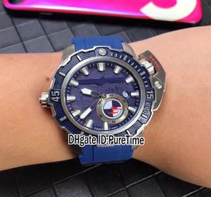 2018 Novo mergulhador de estilo 3203500Le393 Hammer Aço Dial Blue Dial Automático Assista Big Crown Sports Watches Blue Rubber Puretim2890729