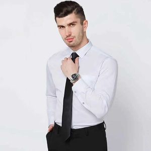 Men's Dress Shirts New wrinkle-resistant mens shirt long sle dress slim-fit ing social business formal wear easy to take care of d240507