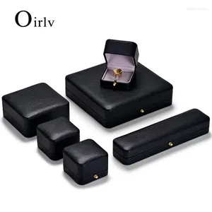 Jewelry Pouches Oirlv Black Gift Box Boxes Wholesale PU Leather Ring Earring Necklace Bracelet