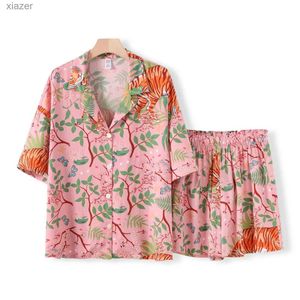 Kvinnors sömnkläder tiger djurtryckt bomullspyjamas för kvinnor bekväma pyjamas för kvinnor vår och sommarpyjamas för kvinnor wx