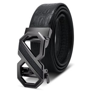 8-word buckle belt Men alloy Automatic buckle fashion Crocodile pattern Business Belt The New factory wholesale 272k