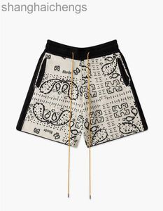 Trend Original 1:1 Rhuder Designer Short Pants Color Block Letter Knitted Jacquard Drawstring Shorts American Checkered Cashew Flower Casual Capris for Men Pants
