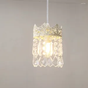 Lustres de lustre bege lustre de cristal francês lâmpada de coroa retro