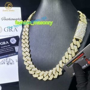 luxury necklace 30mm width big brass chain custom big necklace D-VVS moissanite Big cuban link chain