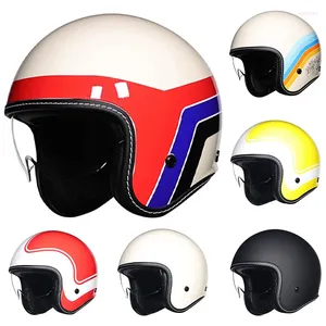 Motorcycle Helmets Men And Women Open Face Helmet DOT Approved Jet Moto Pilot Racing Riding 3/4 Half With Clear Visor