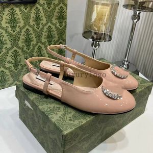 Sandals Crystal ballet shoes slipper women sandals BALLERIN Double with crystals casual sandals fashion golden letter flat bottom ladies patent leather shoes 5.7 02