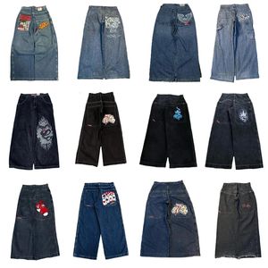 Jnco Streetwear szerokie nogi dżinsy Mężczyźni Y2K Hip Hop Harajuku Eagle haftowane retro swobodne spodnie dżinsowe workowate spodnie wysokiej talii 240430