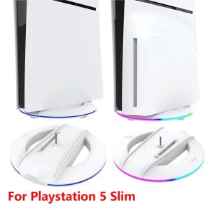 Racks für PS5 Slim Console Vertical Ständer mit RGB LED -Atmosphäre Light Game Console Stand Base für PS5 Slim Optical Drive/Digital