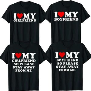 Herren-T-Shirts Ich liebe meine Freund T-Shirts Ich liebe meine Freundin T-Shirt, also bitte hell mir von mir fern, lustig bf gf sagen zitierte Paare t tops t240506