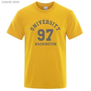 メンズTシャツ大学97ワシントンヒップホップTterゴス服の男性ゆるい特大の夏のTシャツコットンTシャツカジュアルトップH240507