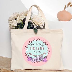 Bolsa de compras, minha mãe é a mais bonita e interessante impressão de femininas bolsa portátil portátil de grande capacidade