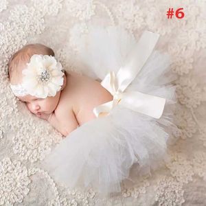 Tutu klänning nyfödd sommar tutu kjol med pannband set pettiskirt stil fotografering rekvisita prinsessan baby tutus med hår tillbehör TS064 D240507