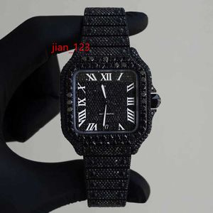 41mm Black Diamonds Roman Dial Fully Iced out Moissanite Studded PREMIUM QUALITY Mens Diamond Watch Sale By Indian Exporters