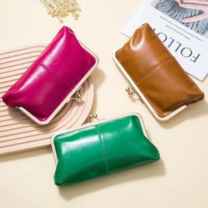 Genuine Leather Long Clutch Wallet Clip Bags Vintage Coin Purse Card Holder Key Lipstick Storage Phone Pouch Case For Women 240506