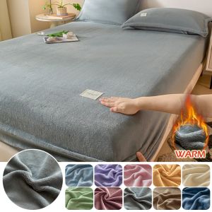 Bedding New Velvet Thermal Mattress Cover, Plush Fabric Sheets For Winter, Bed Cover, Bed Sheets Set For Single Double King Queen Bed