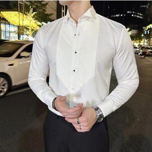 Camisas de vestido masculinas Menas de moda de manga longa