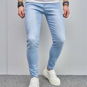 Мужские джинсы Стильные мужчины простой стиль сплошной растяжение карандашные джинсы мужчина Slim Fit Jogging Джинсовые штаны для мужской одежды Y240507