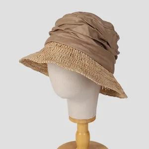 ワイドブリム帽子夏の帽子女性ストローサンプロテクションビーチアクセサリーパナマビッグフロッピーキャップホリデーアウトドア用