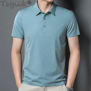 メンズドレスシャツtcyeekスリム100％lberryシルクシャツメンシャツショートスレズトップス男性TシャツビジネスカジュアルティーSパラhombre d240507