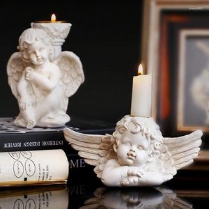 Candle Holders Decor Decor European Retro Little Angel Candlestick Ornaments salon rzemieślniczy akcesoria do dekoracji domu