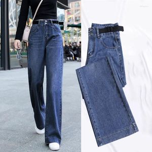 Frauen Jeans Einfach für Frauen koreanischer Stil Lose Fit Casos Bottoms Boutique Kleidung Damen Baumwolle Denim Hosen Empire Dunkel/Hellblau