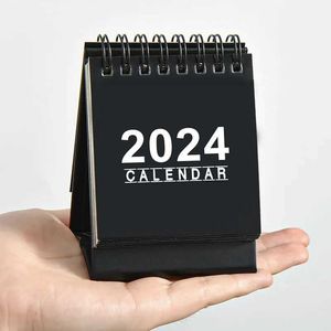 カレンダー新しい2024 2025デスクカレンダーシンプルな黒い白いコイルカレンダーリストデイリープランナーアジェンダオーガナイザーオフィス学用品
