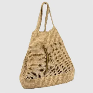 Icare Maxi Designer -Tasche Einkaufstasche Luxus Bag Damen Raffias Staw Bag Hand Sticked Beach Hands Bags Sack Luxus -Umhängetaschen große Kapazität TE051 H4