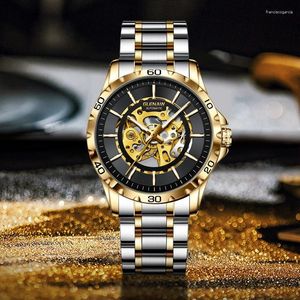 Orologi da polso Glenaw Watch Men Dia Minute e Seconda Scala di precisione Scheletro Luminoso Orologi da uomo automatico MECCHI