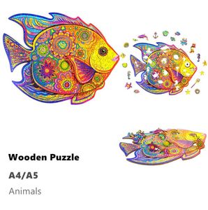 Sea Wood Jigsaw Puzzles Animal Shape Jigsaw Pieces Gift för vuxna och barn som inspirerar träpusselleksaker A48134473