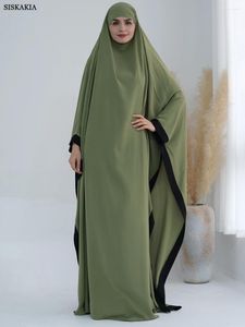 Ethnische Kleidung Siskakia Dubai türkische saudische Frauen Gebet Muslim Eid Batwing Ärmel Abaya mit Hijab Jellabiya Marokkanische afrikanische Kleider