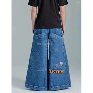 Мужские джинсы Jnco Backgy Y2K Mens Hip Hop Pockets Blue Vintage Denim Pants Haruku Gothic Wide Bunders Skateboard