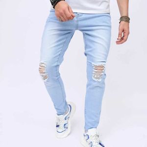 Jeans masculinos estilo STRT Hip Hop Ripped Men elegante, calça jeans de jeans de calça de jeans de calça jeans de jeans machos Y240507