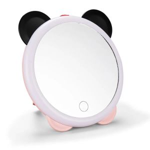 Espelhos LED Mirror Cosmético Controle de toque com lâmpada espelho de formato de desenho animado espelho de tela de toque inteligente