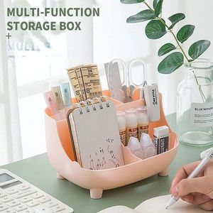 Creative 6 Gird Desktop Organizer Pen Holder Multifunktionella skrivbordsminkar Pencil Storage Stand Box School Office Stationery Stationery