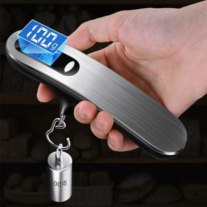 LCD Digital Luggage Scale 50kg Portable Electronic Scale Weight Balance Suitcase Travel Bag Hanging Steelyard Hook Fishing Scale