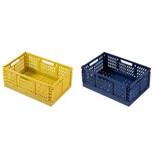 Storage Boxes Bins Two new foldable storage boxes/container transport boxes yellow and blue for various items Q240506