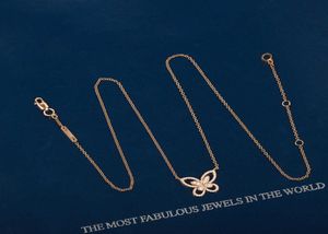 Nytt 2022 Top Brand Pure 925 Sterling Silver Jewelry Women Rose Gold Butterfly Diamond Pendant Halsband LovelyFine Luxury Quality1776596