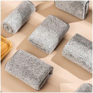 Cleaning Cloths 1 3Pcs Strong Bamboo Charcoal Dishcloth Microfiber Kitchen Towel Thickened Absorbent Non Stick Oil Rags Home 220926 Dr Dhtsx