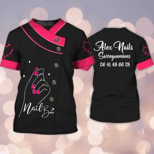 Męskie koszulki paznokci koszulka damska T-shirt personz mundury estetyczne kosmetyka manicure niestandardowe odzież drukowana manikurysta tani T240506